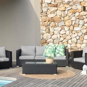 Montana 4 Piece Patio Lounge Set - Black