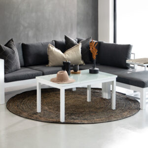 Tiremu Corner Patio Lounge Set - White and black