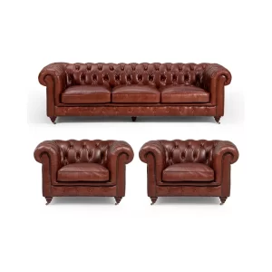 Jefferson Leather Lounge Suite - Brown