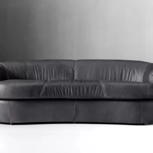 Gracelyn 3-Seater Leather Couch - Charcoal